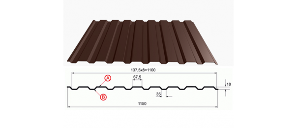 Профнастил коричневый оцинкованный  RAL 8017 С-20 купить недорого в Шарапово