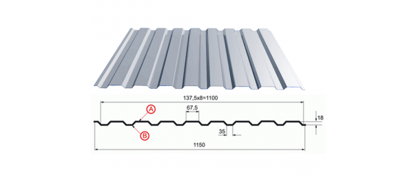 Профнастил оцинкованный С-20 1100x3000 купить недорого в Шарапово